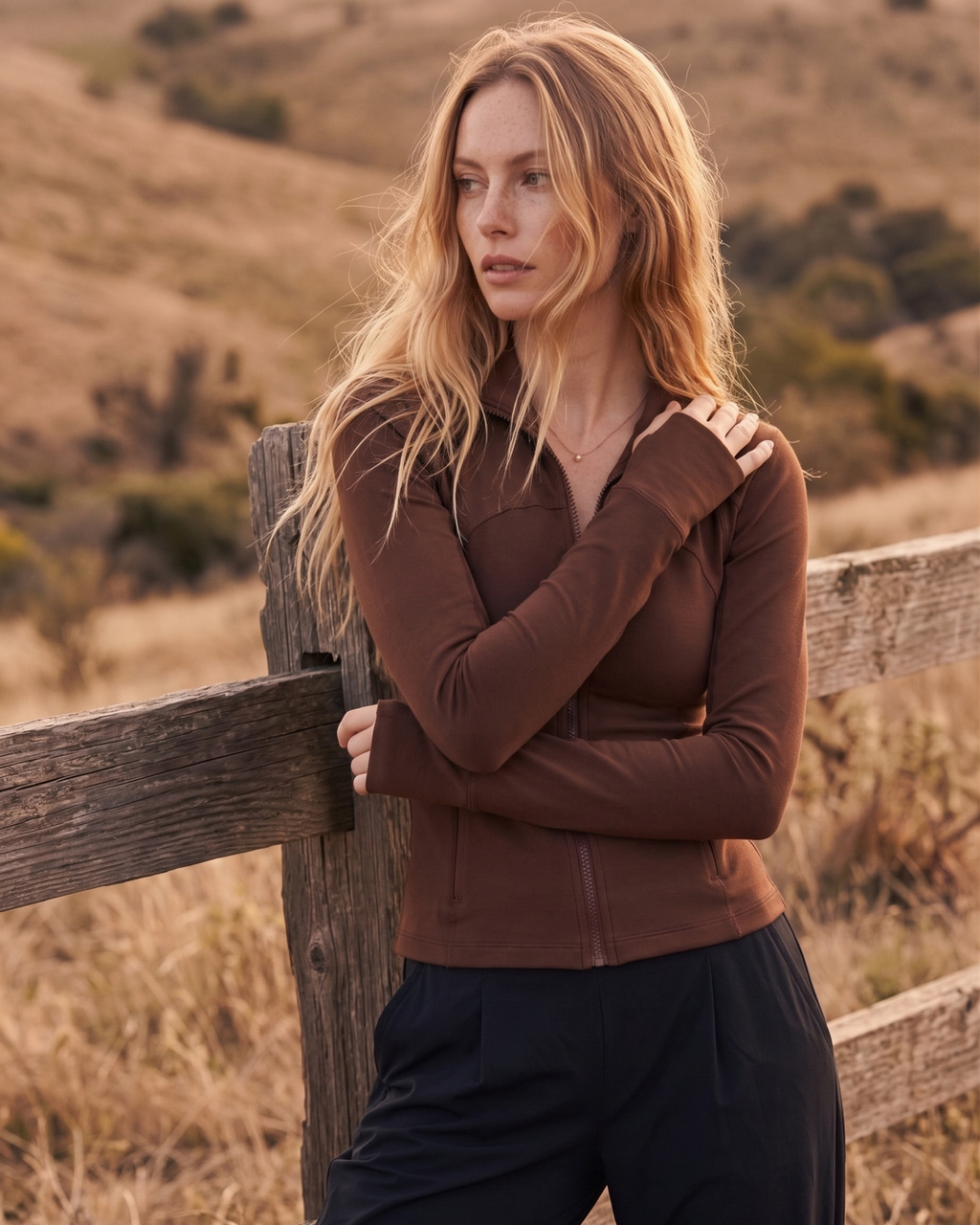 Sculpt Zip Up Jacket Marron d’Automne
